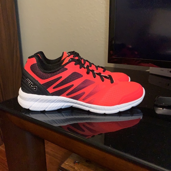 salmon pink white fila shoes